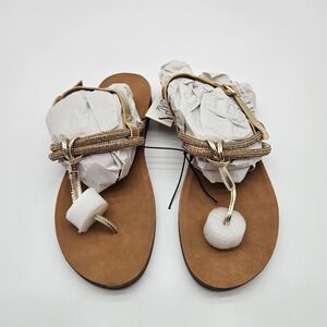 Fifth & Luxe Light Gold Embellished Thong Sandals Flip Flops Women's Size 7